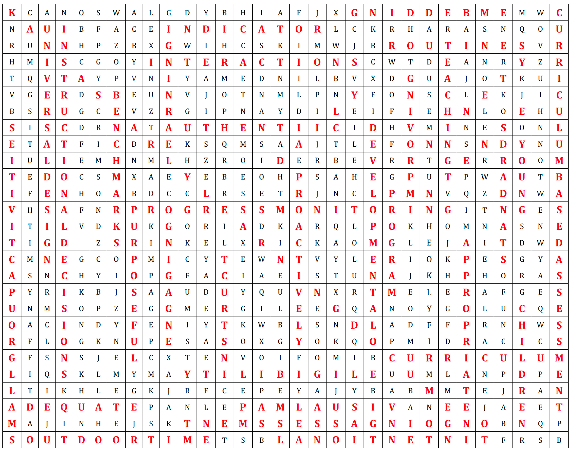 "Word Search Puzzle Answer Key"
